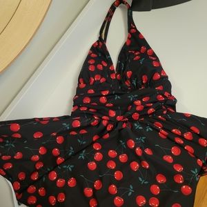 Unique vintage Esther Williams rockabilly cherry skirted bathing suit
